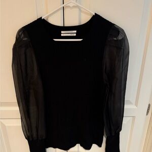 NWOT Anthropologie Black Sheer Sleeve Sweater Size M